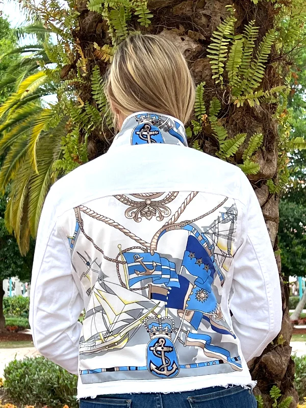 Denim coats with unique embroidery -The White Demin Jacket / My Anchor