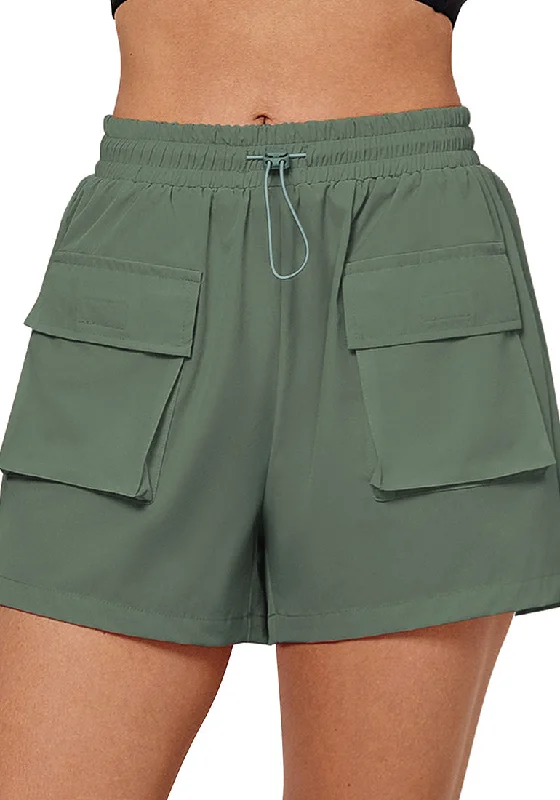 Dark Ivy Green Women's Casual Lightweight Athletic Pocket Drawstring Shorts High Rise Sports Short Dark Ivy Green Women's Casual Lightweight Athletic Pocket Drawstring Shorts High Rise Sports Short
