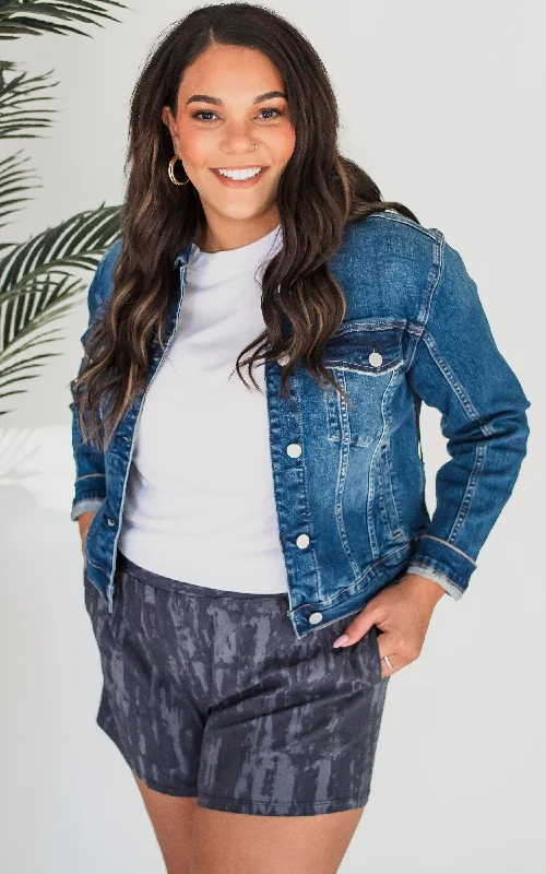 Denim jackets for petite women -Dark Wash Denim Jacket