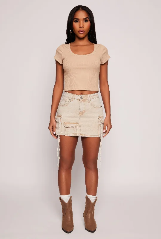 VIP Acid Wash Denim Cargo Skirt