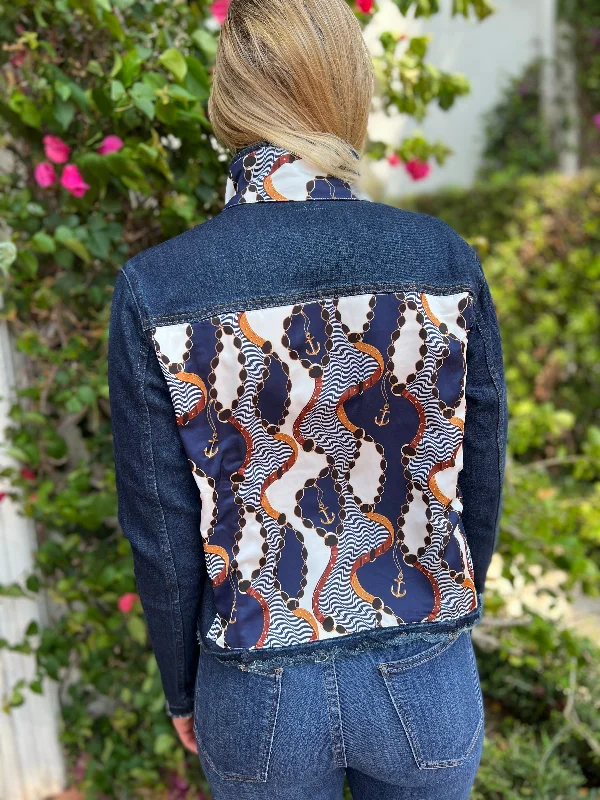 Denim jackets for bohemian style -The Dark Denim Jacket / Navy Anchor