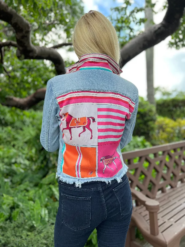 How to personalize a denim jacket -The Light Denim Jacket / Pink Horse