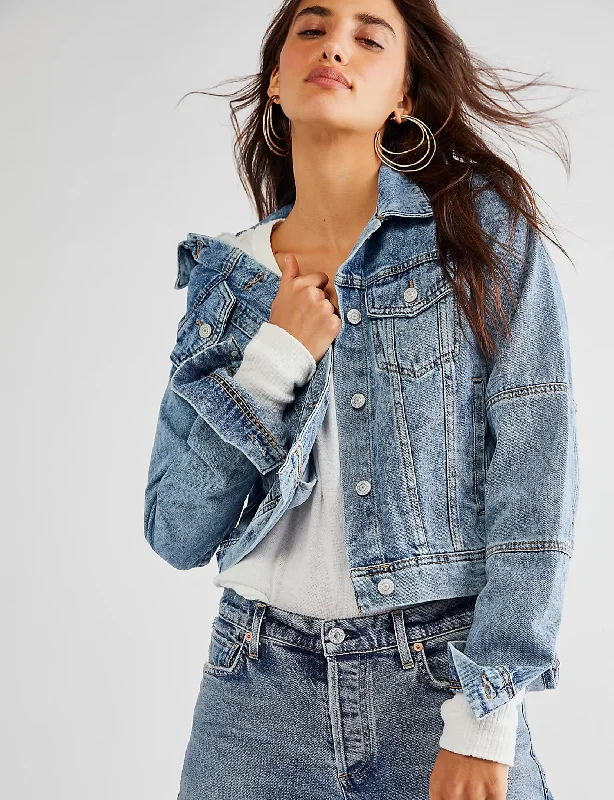 Denim jackets for athletic wear -Rumors Denim Jacket, Light Indigo