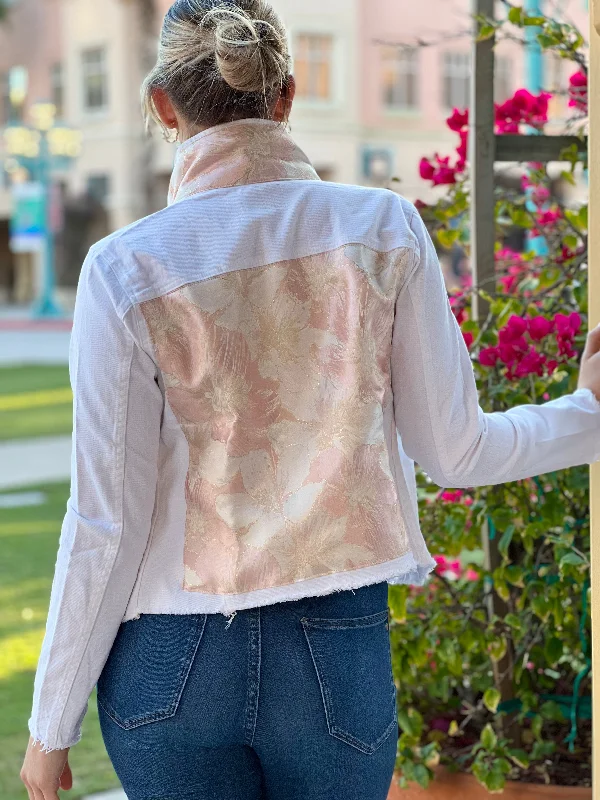 Women's denim jackets with eco-friendly materials -The White Denim Jacket / Pink Shimmer