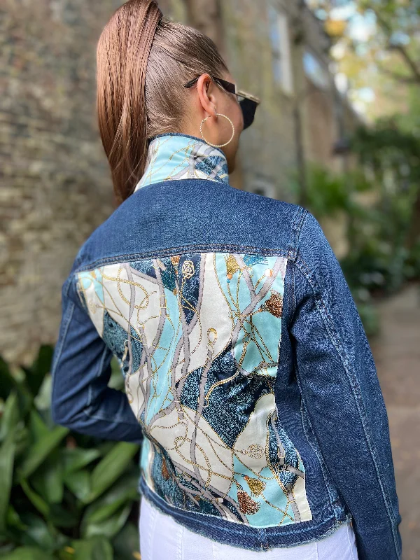 How to layer a denim jacket for style -The Dark Denim Jacket / Navy Teal and Tassels How to layer a denim jacket for style -The Dark Denim Jacket / Navy Teal and Tassels