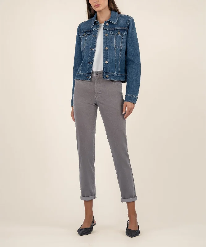 Denim jackets for plus-size women -Julia Crop Denim Jacket