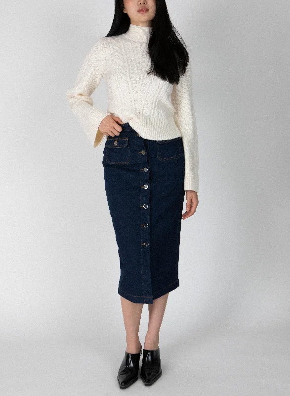 How to style denim dress in summer--Jewel Button Front Skirt - Park Rinse