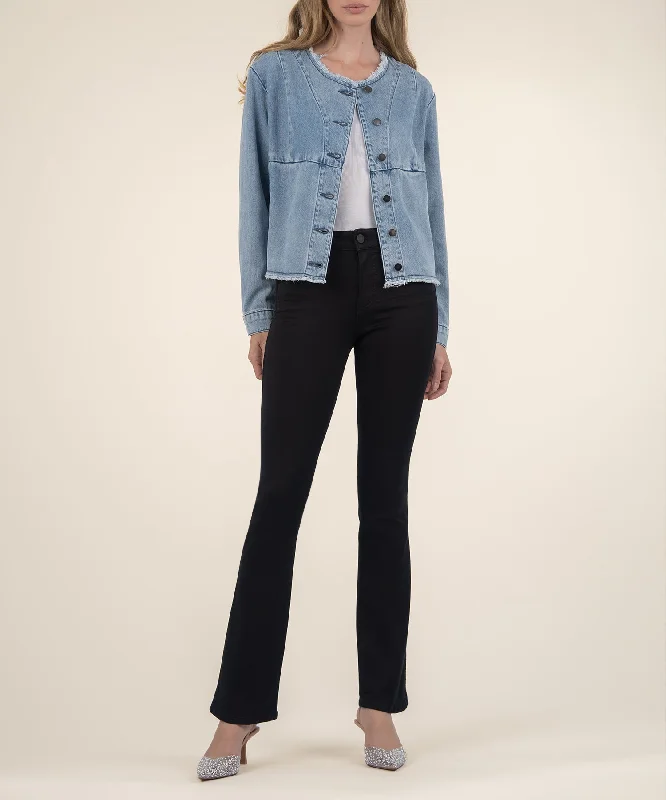Denim coats for formal events -Olea Frayed Hem Jacket