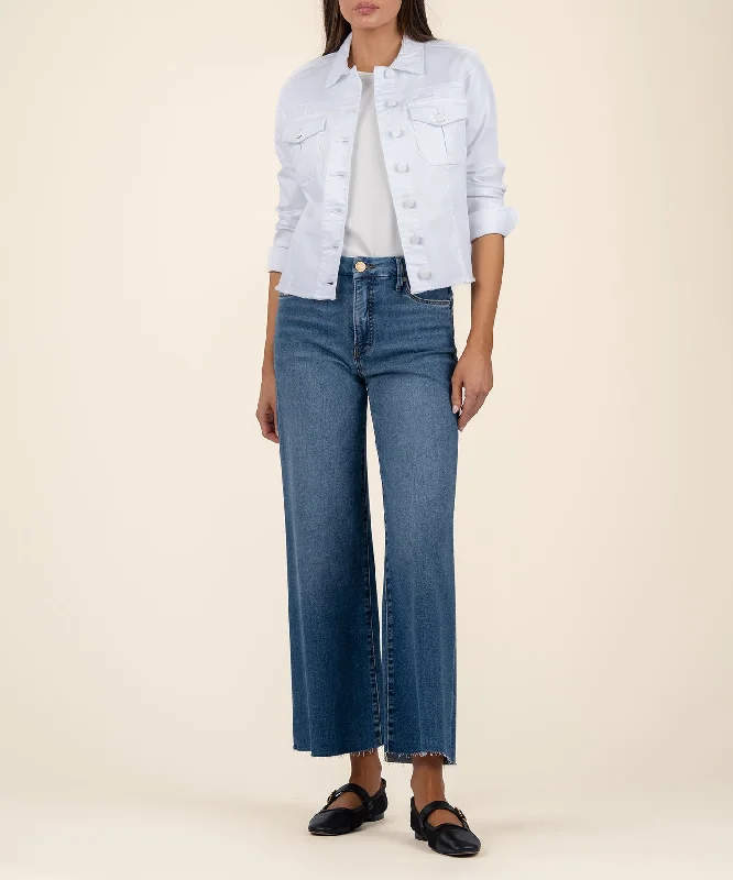 Denim coats with sustainable materials -Kara White Denim Jacket