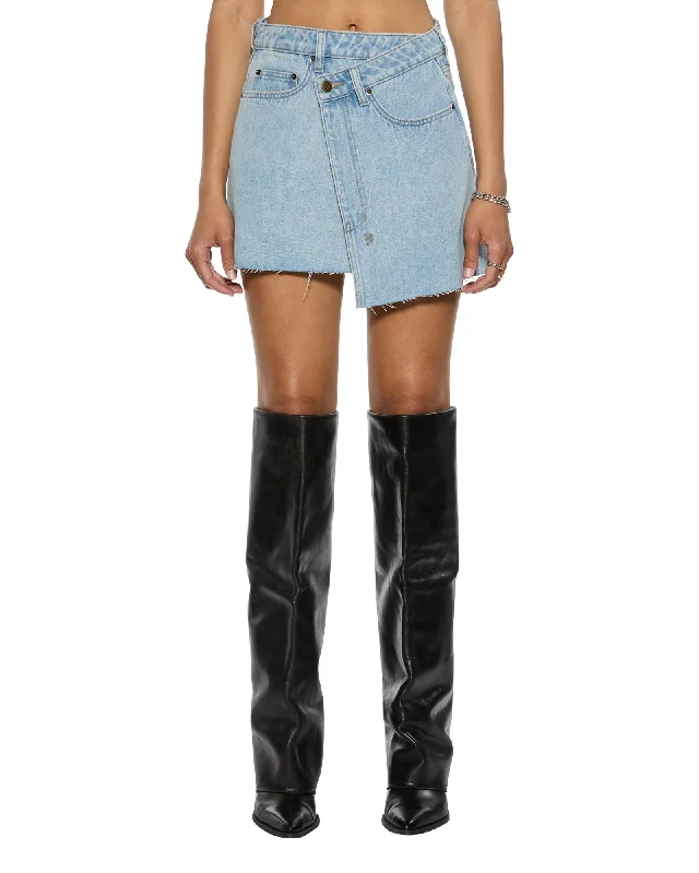Denim dress with contrast collar--RAP SKIRT ROLLIN