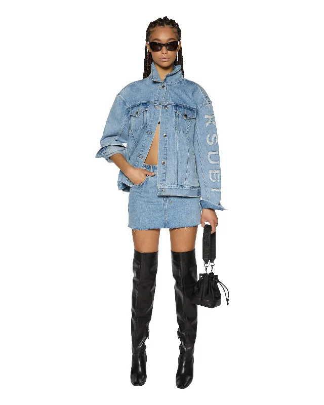 Best denim dresses for tall curvy--LOW RIDER MINI TORN UP