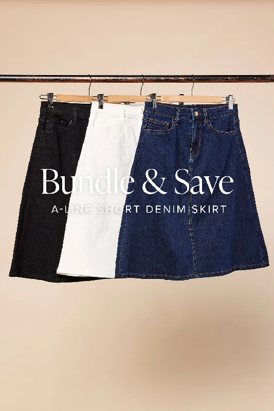 Best denim dresses for long torso--The Denim Short A-Line Skirt Bundle