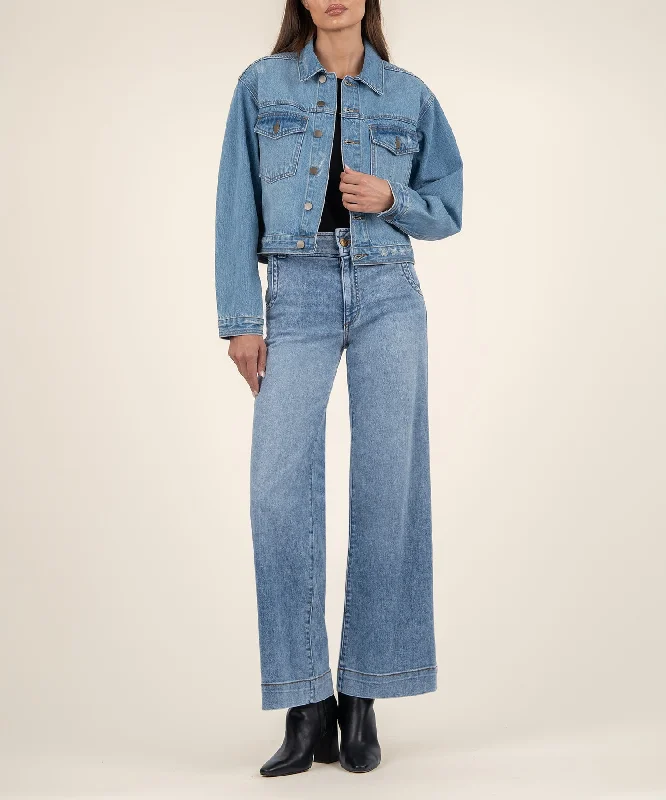 Denim coats with unique embroidery -Dolly Crop Denim Jacket - FINAL SALE