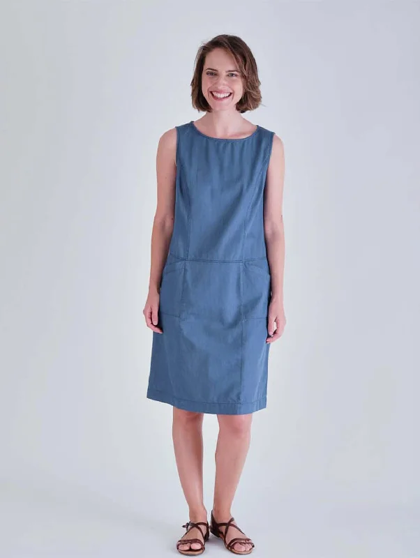 How to style denim dress postpartum--Style sale denim on-Nina Cotton Pinafore Dress | Denim