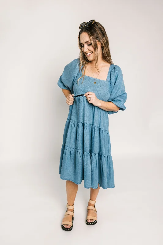 How to remove odor from denim dress--Great women sale near-Olive Dress | Chambray Denim- Was $169 Now $40