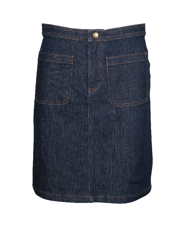 Women's low-rise denim skirts for casual comfort -A.P.C Denim Skirt in Navy Blue Cotton
