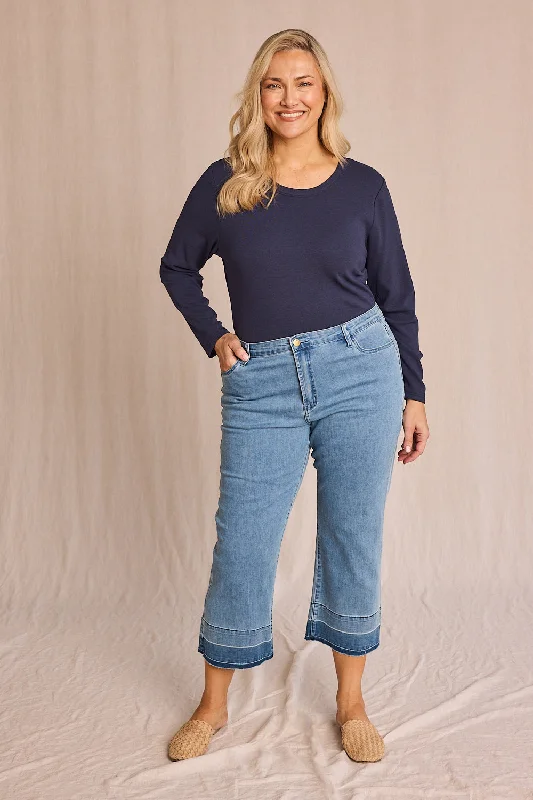 Denim dress with side belt detail--Styled near to sale brand-Adrift Denim Cropped Straight Leg Jeans in Light Wash