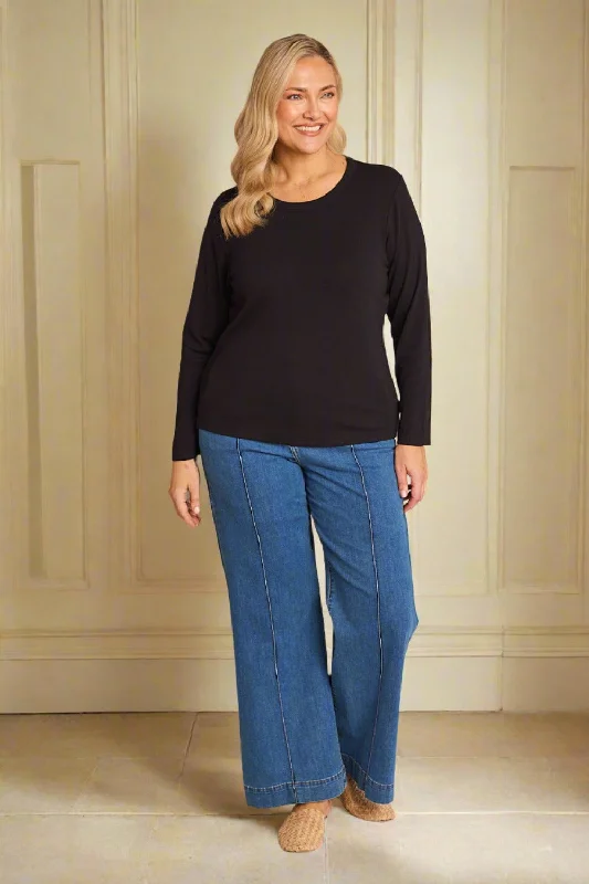 Denim dress with adjustable buttons--Styled from what brands-Adrift Denim Wide Leg Jeans in Mid Wash