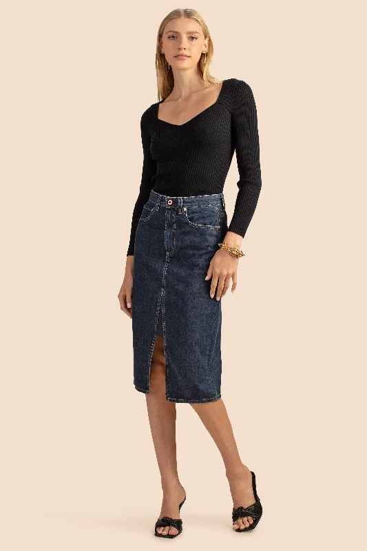 Women's long denim skirts for modest fashion -AG HARUKO PENCIL DENIM SKIRT