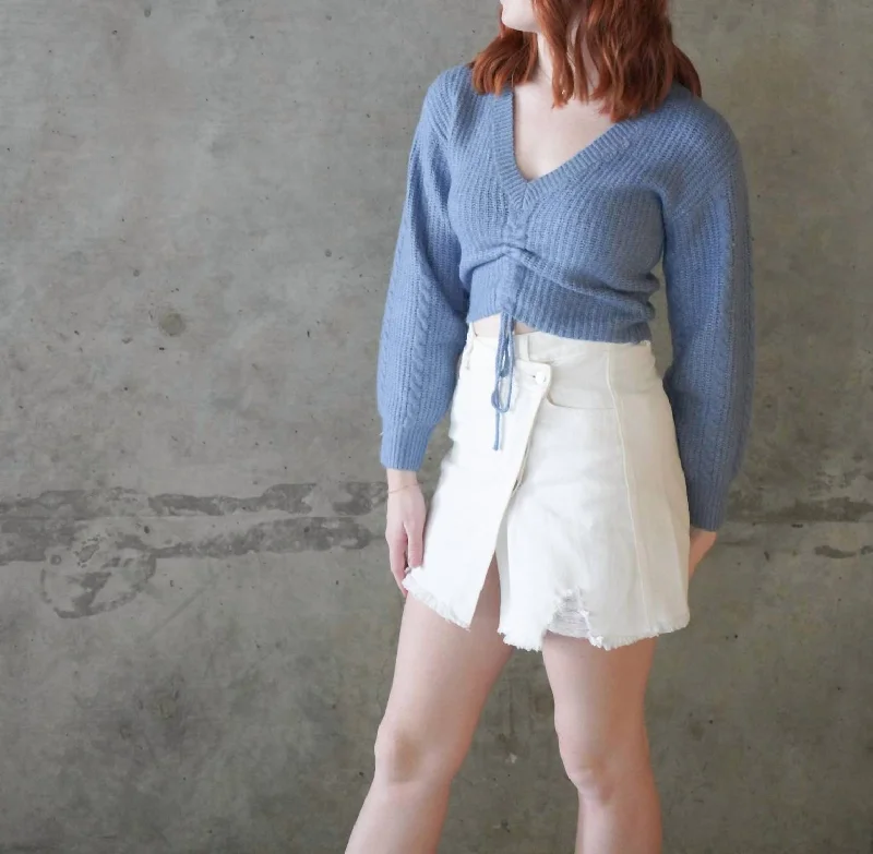 Women's denim skirts for active women who love movement -Asymmetric Denim Skirt In White Women's denim skirts for active women who love movement -Asymmetric Denim Skirt In White