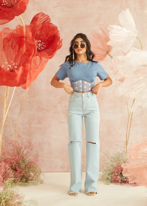 Women's denim jeans or best is to styled top-Ava Wide Leg High Waist Jeans
