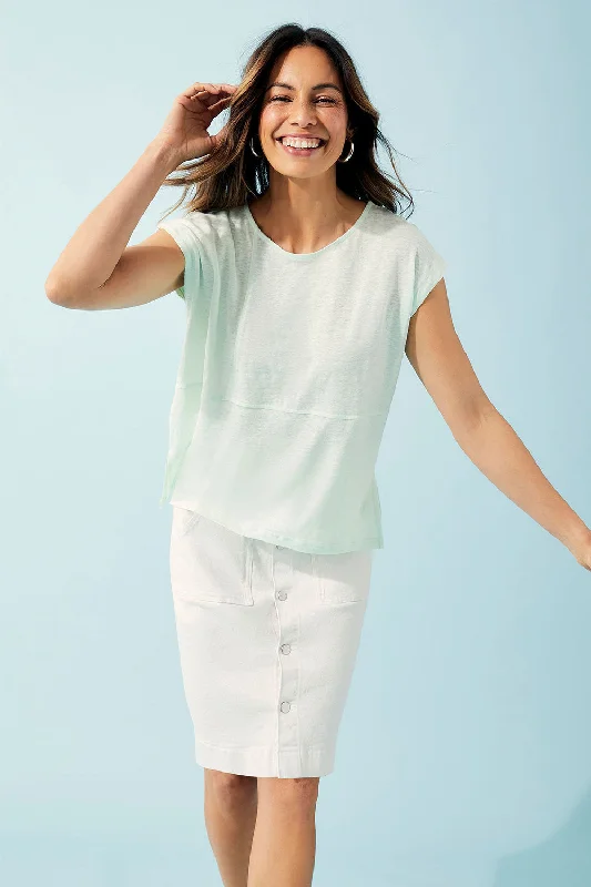 Women's denim skirts with layered ruffles for playful look -CAPTURE - Button front denim skirt - White! 14 Women's denim skirts with layered ruffles for playful look -CAPTURE - Button front denim skirt - White! 14