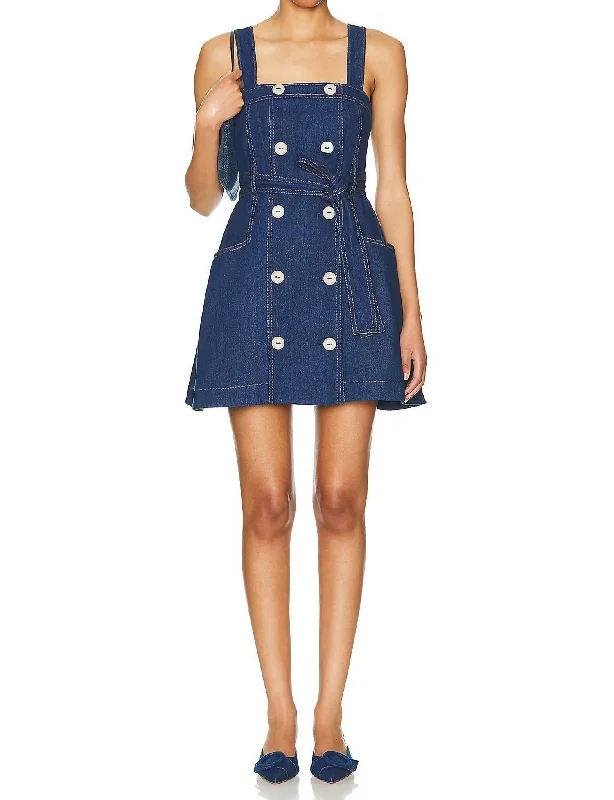 Denim dress with contrast hemline--Spring the now can fit-Danni Dress In Denim