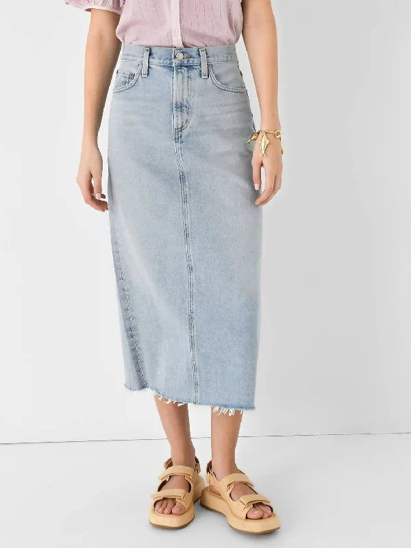 Women's striped denim skirts for unique patterns -Della Denim Skirt In Practice