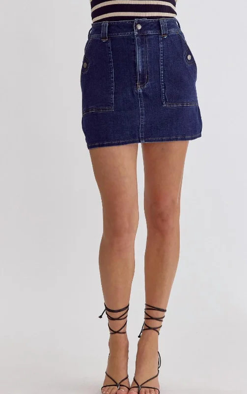 Women's soft denim skirts for all-day comfort -Denim Skirt In Dark Denim