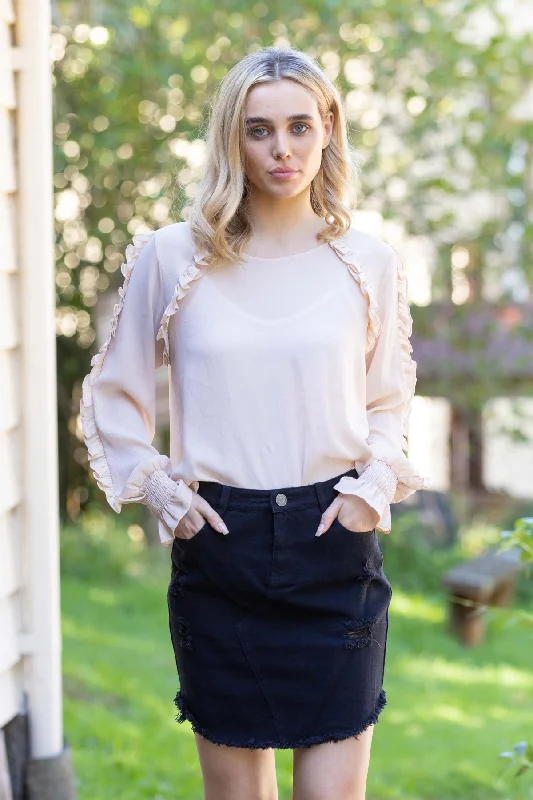 Women's colorful denim skirts for spring fashion -Emma Denim Skirt Black