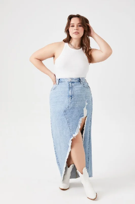 Women's high-rise denim skirts for tall women -Forever 21 Plus Women's Asymmetrical Denim Skirt Medium Denim Women's high-rise denim skirts for tall women -Forever 21 Plus Women's Asymmetrical Denim Skirt Medium Denim