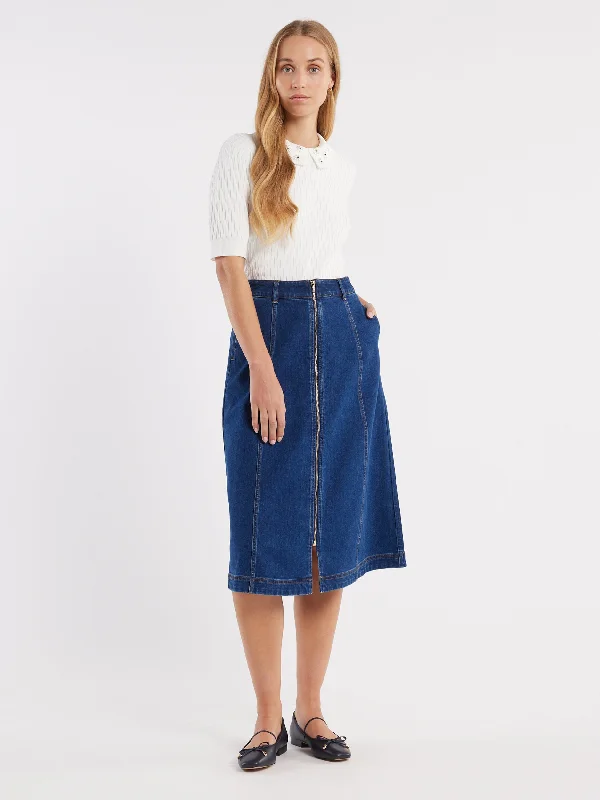 Women's denim skirts with cuffed hems for chic style -Georgie Denim Skirt