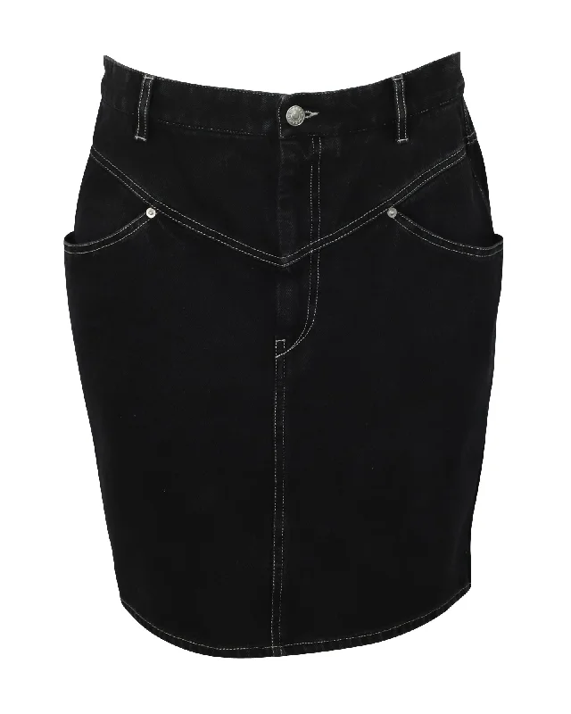 Women's black denim skirts for evening wear -Isabel Marant Denim Skirt in Black Cotton