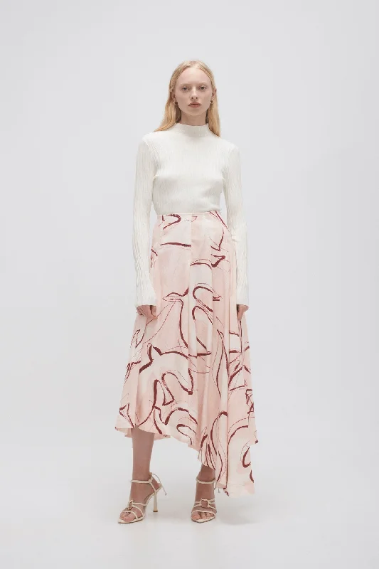 Women's reversible denim skirts for versatile fashion -Jeanne Dipped Midi Skirt