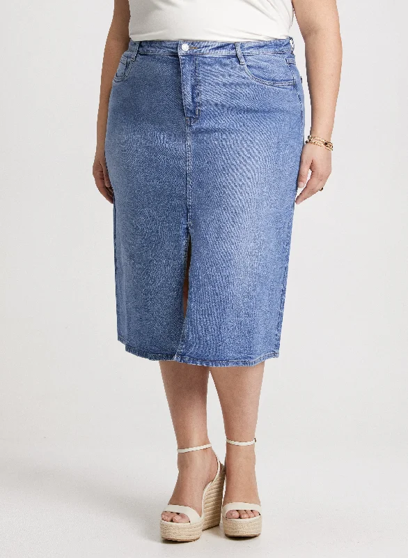 Women's high-waisted pencil denim skirts for sleek silhouette -Joseph Ribkoff - Denim Skirt