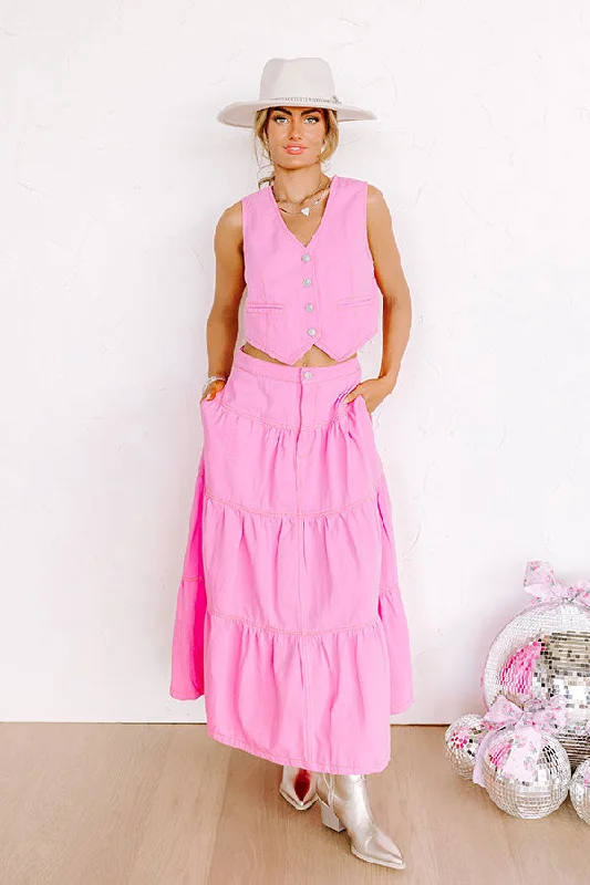 Women's vintage-style denim skirts for retro chic -Lady Luck High Waist Denim Skirt