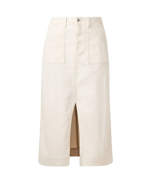 Women's double-pocket denim skirts for added utility -Lana White Denim Skirt