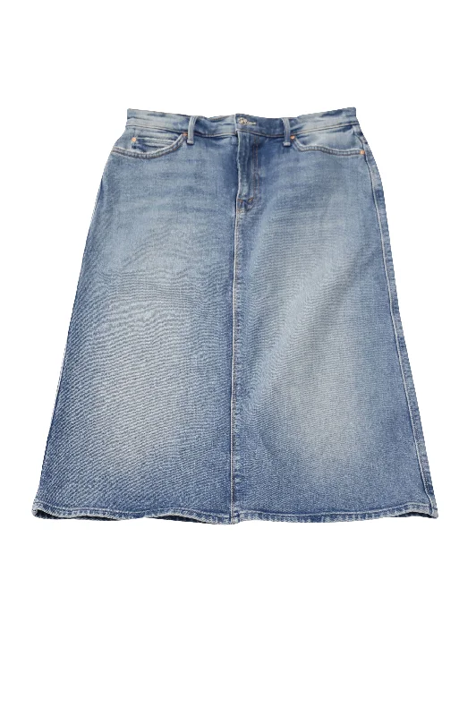 Women's loose denim skirts for warm weather -Mother High Waist Denim Skirt in Blue Cotton Women's loose denim skirts for warm weather -Mother High Waist Denim Skirt in Blue Cotton