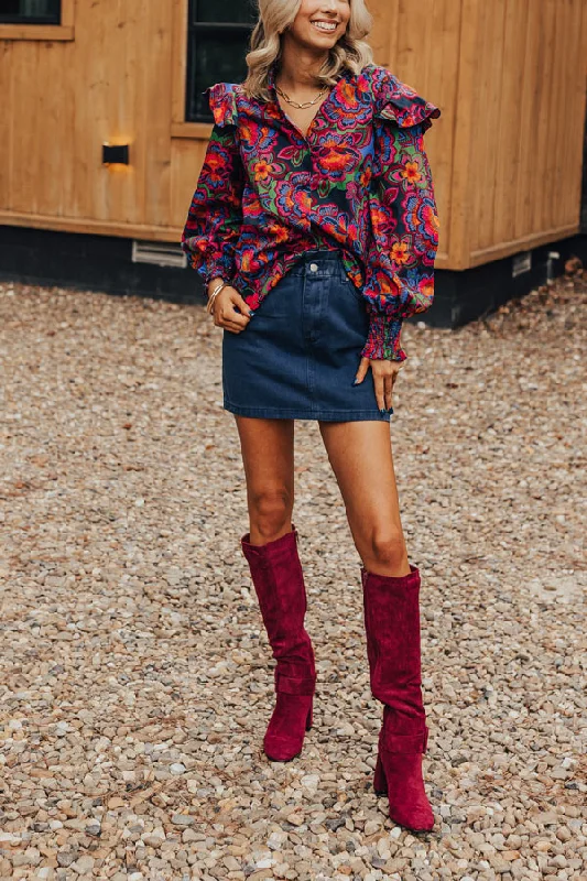 Women's denim skirts for spring picnics -My Alma Mater Denim Skirt In Navy