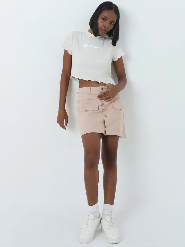 Women's high-waisted pencil denim skirts for sleek silhouette -Nuon Blush Pink High-Rise Denim Skirt Women's high-waisted pencil denim skirts for sleek silhouette -Nuon Blush Pink High-Rise Denim Skirt