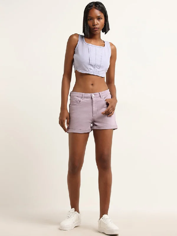 Can jeans the affordable style -Nuon Lilac Denim Mid Rise Shorts