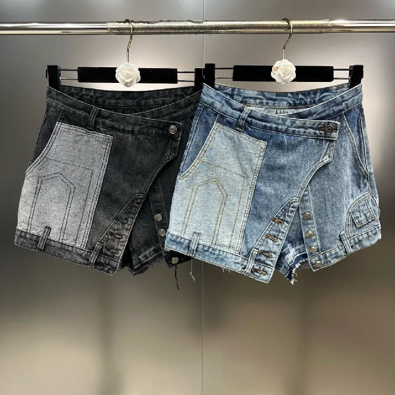 Women's denim skirts for street fashion -OUDINA New Stylish Unique Sexy Irregular Buttons Patchwork Wash Jean Skirts Shorts Denim Skirt For Women Women's denim skirts for street fashion -OUDINA New Stylish Unique Sexy Irregular Buttons Patchwork Wash Jean Skirts Shorts Denim Skirt For Women