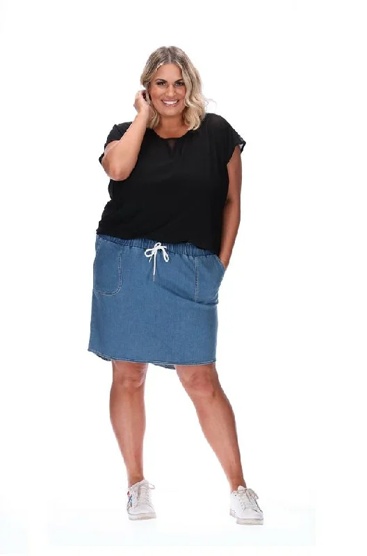 Women's oversized denim skirts for laid-back look -Blake Light Denim Skirt