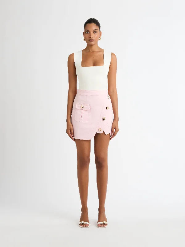 Women's distressed denim skirts with raw edges for casual wear -REPUBLIC DENIM SKIRT Women's distressed denim skirts with raw edges for casual wear -REPUBLIC DENIM SKIRT