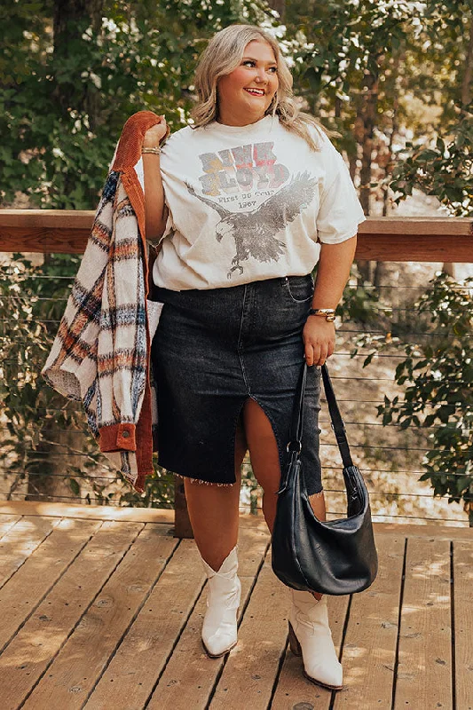 Women's button-up denim skirts for trendy outfits -Risen The Grace Denim Skirt in Black Curves Women's button-up denim skirts for trendy outfits -Risen The Grace Denim Skirt in Black Curves