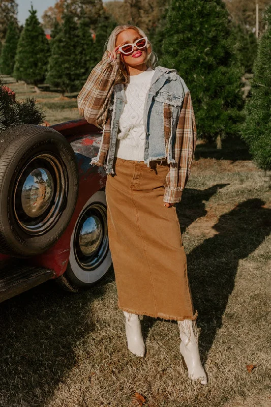 Women's tailored denim skirts for business casual -Risen The Raleigh Denim Skirt