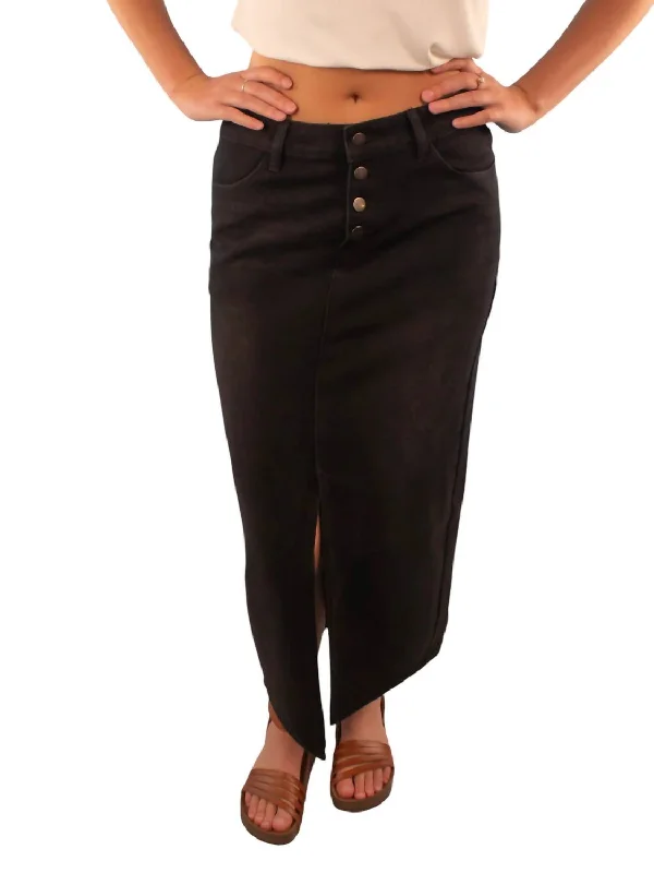 Women's color-block denim skirts for bold style -Ruby Maxi Denim Skirt In Black