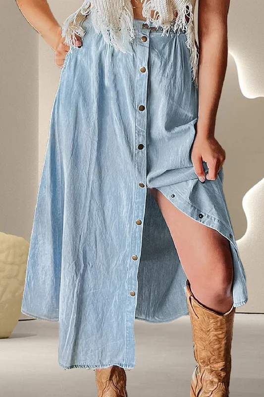 Women's oversized denim skirts for casual and comfortable style -Chic high-rise denim skirt