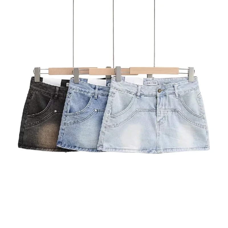 Women's denim skirts for outdoor adventures -Summer Cowboy Girl Retro High Waist Slimming Hip Women's Long Culottes Denim Skirt