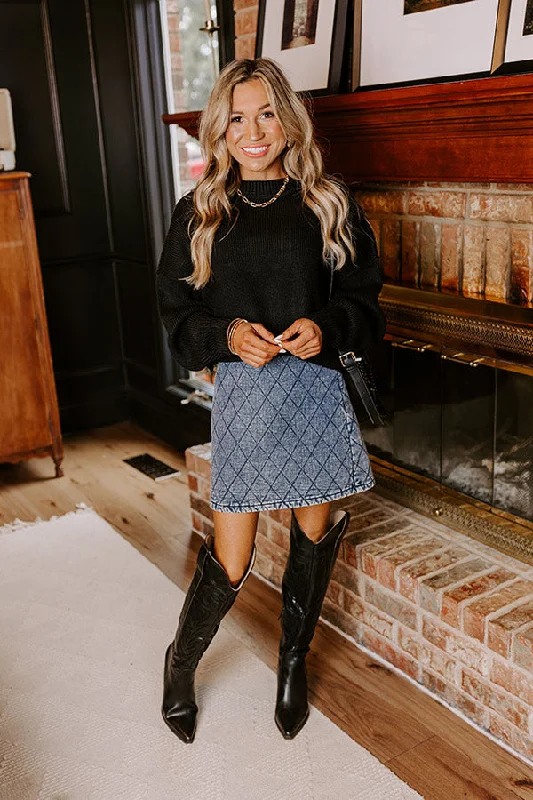 Women's high-rise denim skirts for tall women -The Brinly Denim Skirt